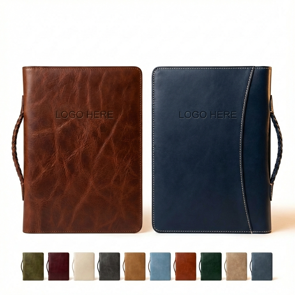 The Luxe A4 Organizer: Premium PU Leather Zipper Portfolio